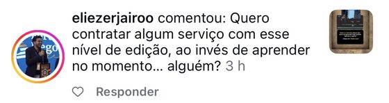 Print real de comentário: pessoa querendo contratar edição nesse nível em vez de aprender