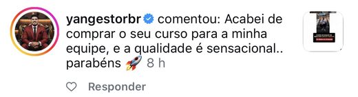 Print real de comentário de quem comprou o curso para a equipe e elogiou a qualidade